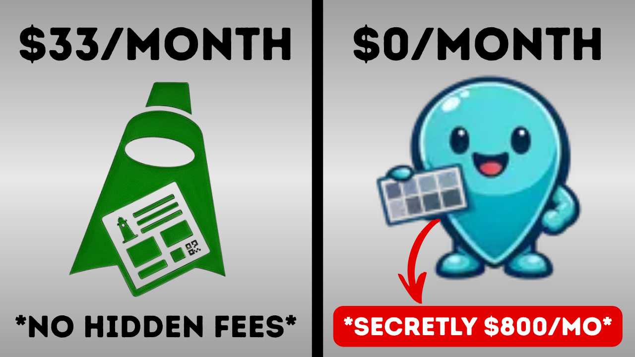 The real cost comparison — $33/month with no hidden fees versus $0/month that secretly costs $800 in lost time and missed deals